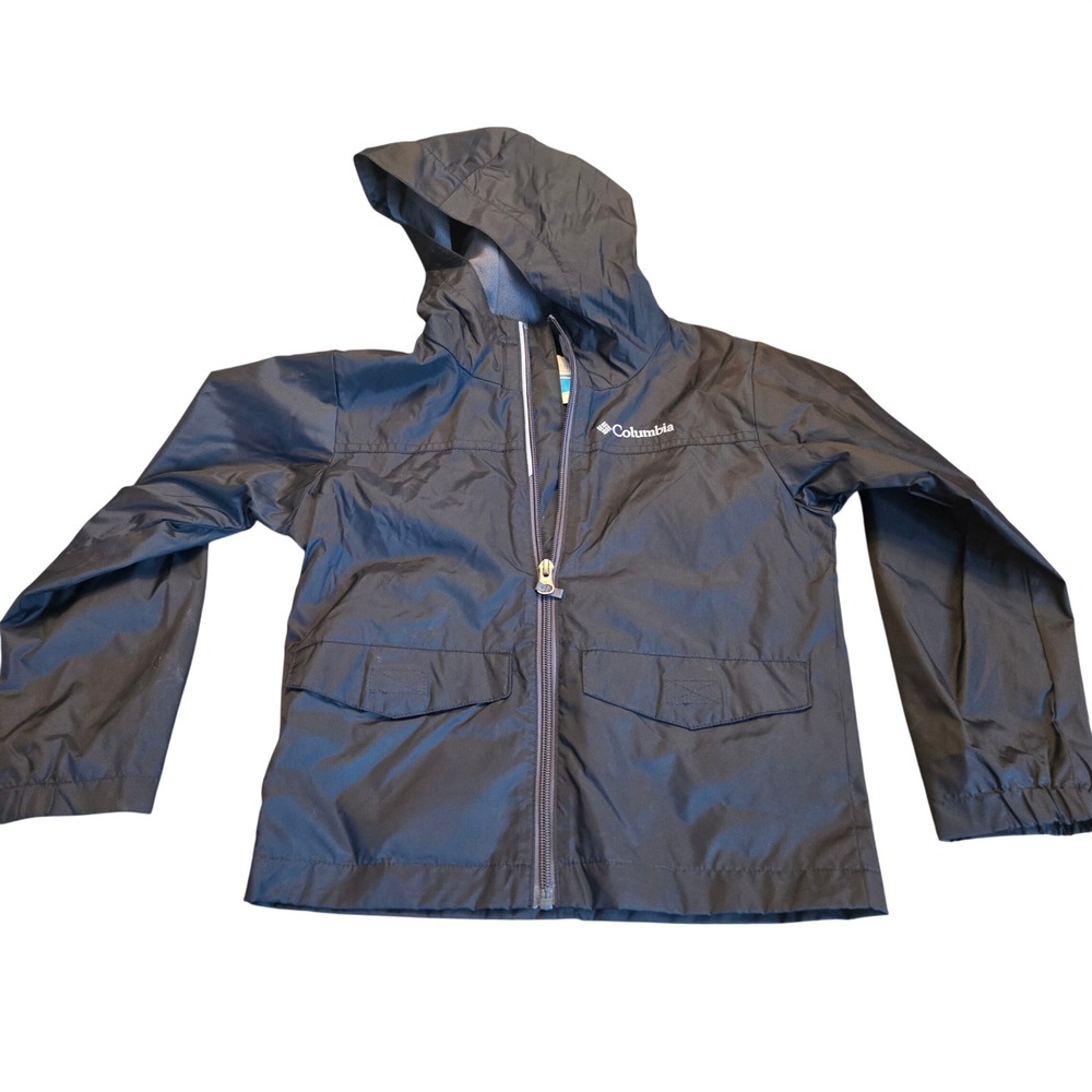Columbia Kids Black Glennaker Rain Jacket Fleece Lined Hooded XXS‎ 4/5 RB3418